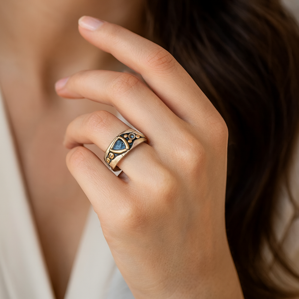 ליאוני - טבעת קריסטל כחולה וינטג'