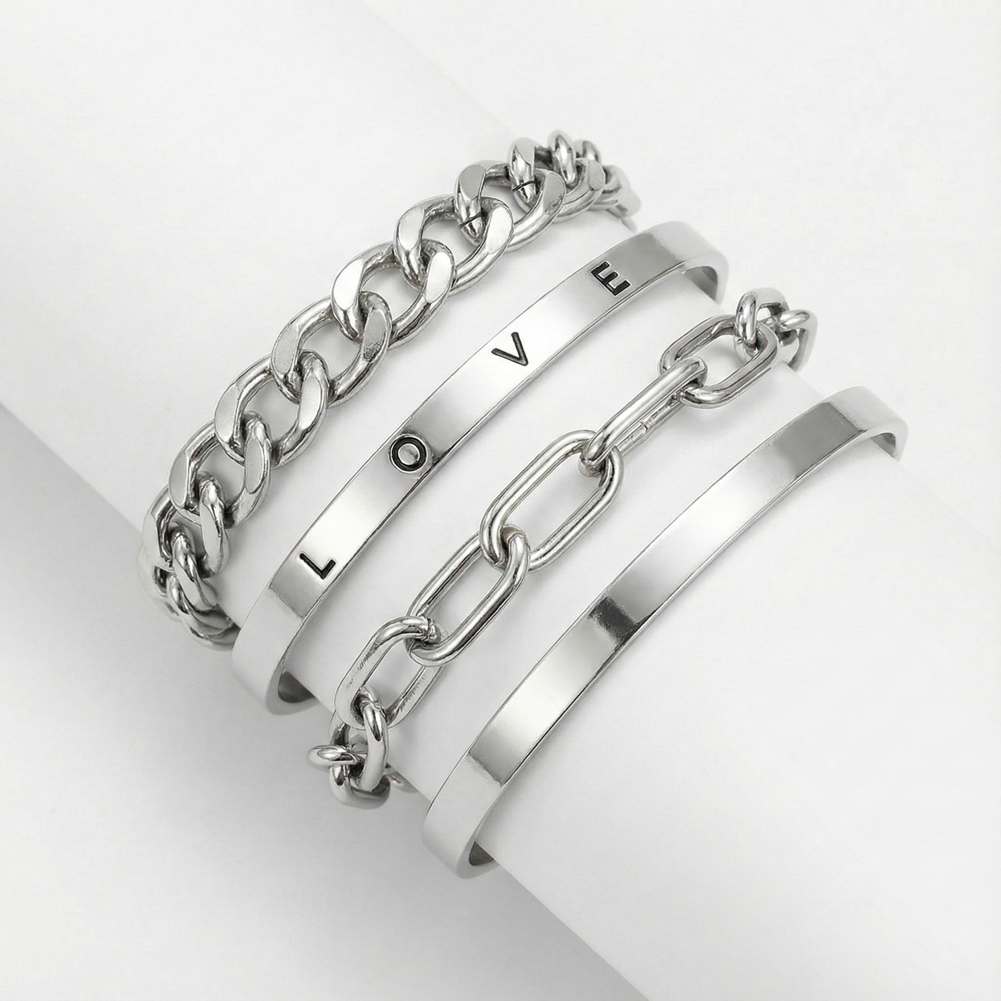 סט צמידים של אילן מרסר | זהב לבן