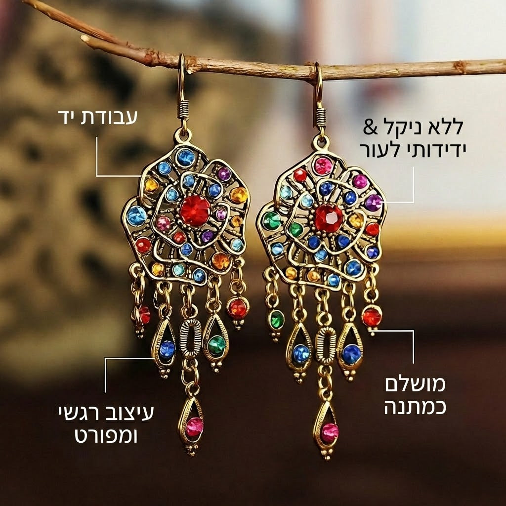 ביאטריס – עגילים צבעוניים עם קסם בוהמי.